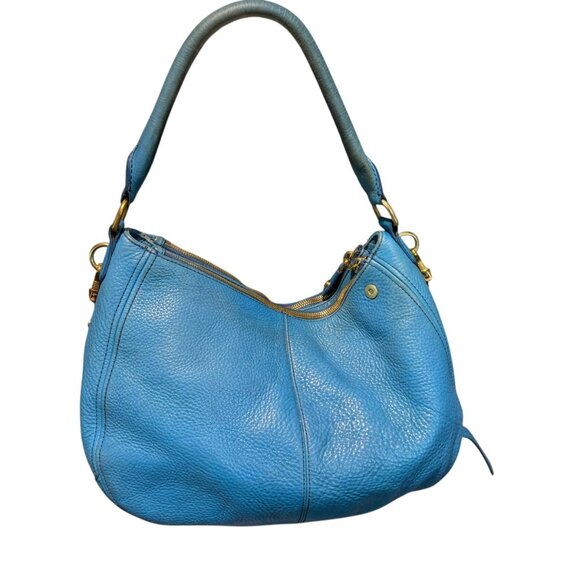 J.Crew Biennial Hobo Pebbled Leather. 100% Leather, Blue. pre owned - Picture 5 of 13